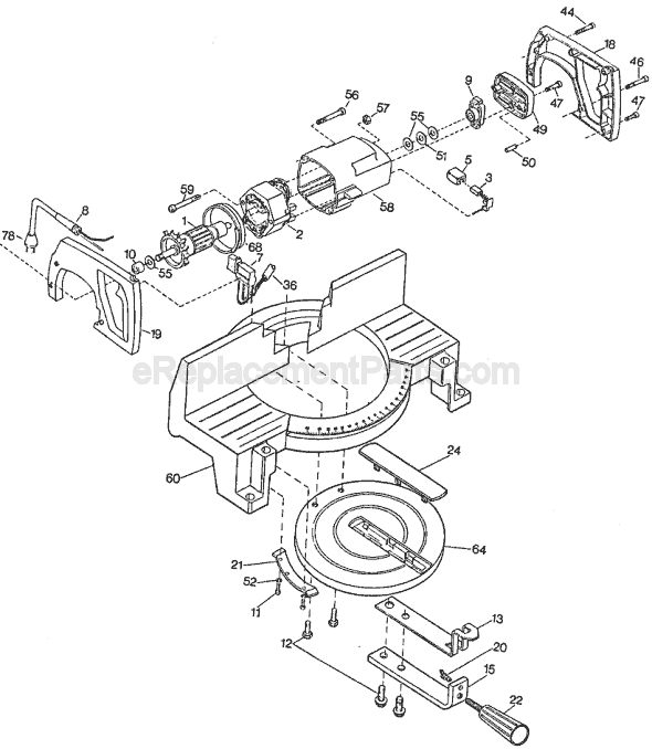 Page B Diagram and Parts List for 7715 Type 3 Black and Decker Miter Saw